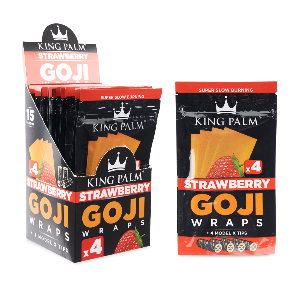 King Palm Goji Wraps 4pk w/ Tips Display 15CT, thc, , dry herb, flower